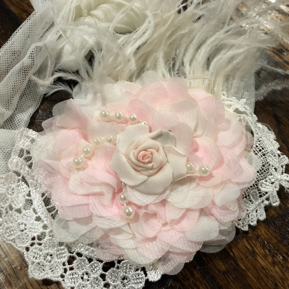 Dollcake Pink Flower/Feather Headband/Sash